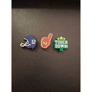 Lot Of‎ 3 Football Themed Croc Charm Jibz #1 Fan, Touchdown, #12 Helmet